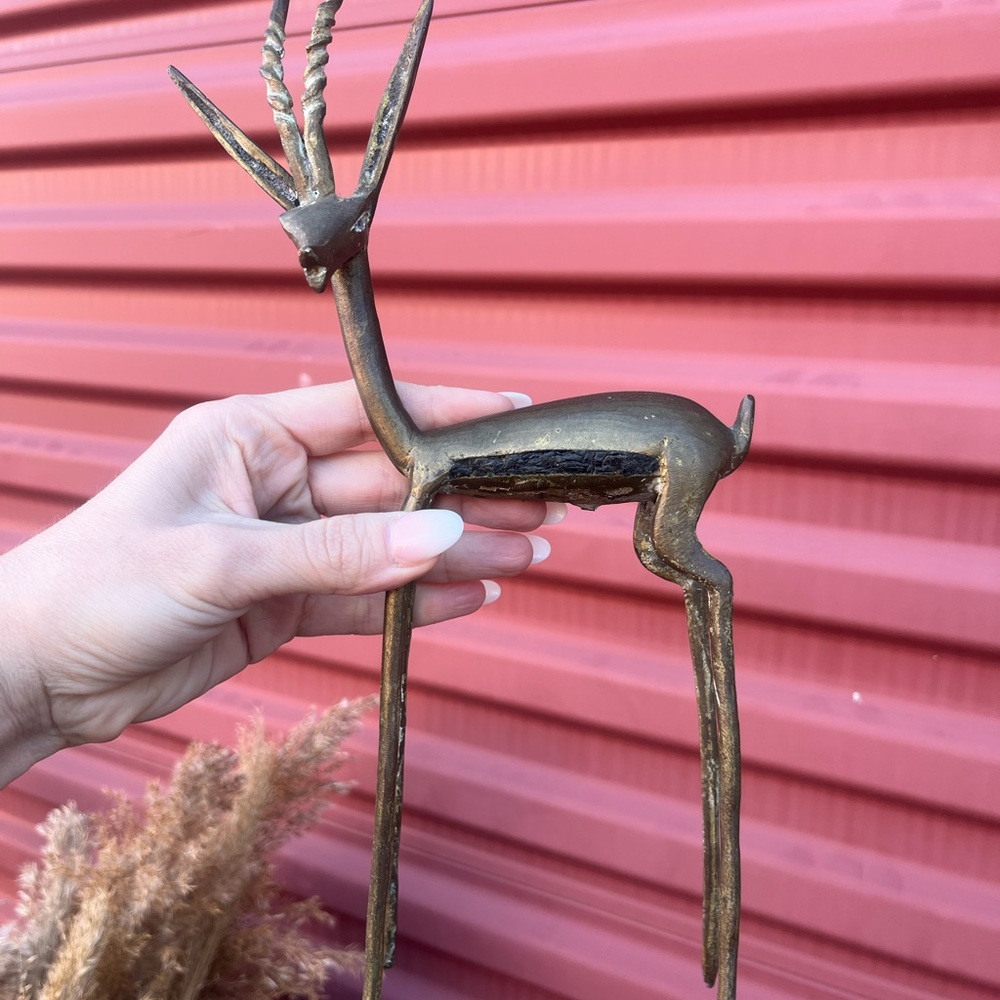 MCM Mid-century Modern Gold Antelope Deer Figurine Minimalist Decor Accent
